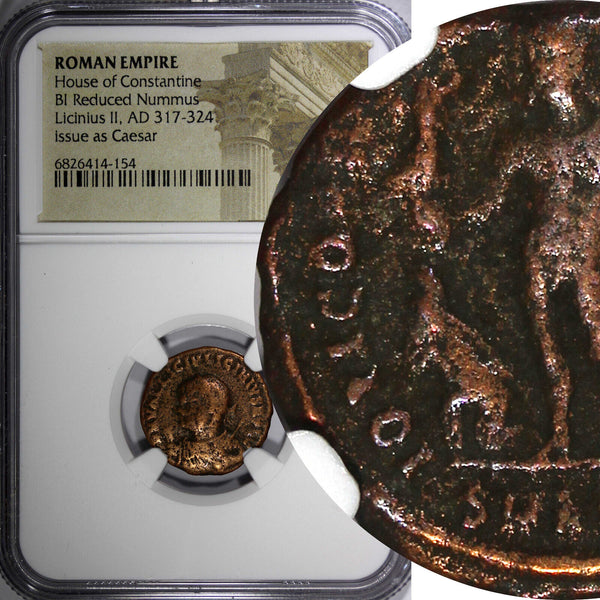 ROMAN Licinius II as CAESAR AD 317-324 BI NUMMUS /JUPITER NGC (154)
