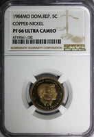 DOMINICAN REPUBLIC PROOF 1984 MO 5 Centavos NGC PF66 ULTRA CAMEO KM# 59 (102)