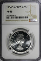 South Africa Elizabeth II Silver PROOF 1954 2-1/2 Shillings NGC PF65 KM# 51 (23)