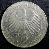 Germany - Federal Republic 1964 J 2 Mark Max Planck Hamburg Mint KM# 116 (756)