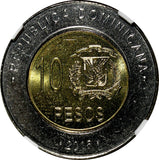 DOMINICAN REPUBLIC 2015 10 Pesos NGC MS66 MELLA  Poland Mint KM# 106 (004)