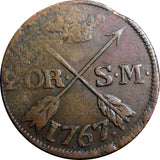 SWEDEN COPPER Adolf Frederick 1767 2 Ore,S.M  Low Mintage:467,000  KM#461 (2379)