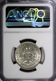 GREAT BRITAIN George VI Silver 1945 Florin /2 Shilling NGC UNC DET.WWII KM855(3)