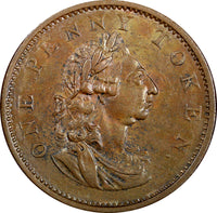 IRELAND George III Copper 1819 1 Penny Token 34mm 16.5g. Ch.XF RARE W-1938(R)