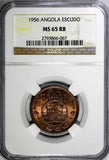 Angola Bronze 1956 1 Escudo NGC MS65 RB RED-BROWN KM# 76 (067)