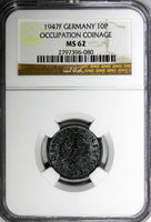 Germany,Third Reich 1947 F 10 Reichspfennig NGC MS62 KM# A104 Occupation (080)