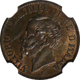 ITALY Vittorio Emanuele II Copper 1861 M Centesimo NGC MS63 BN KM# 1.1 (036)