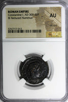 Roman Empire Constantine I AD 307-337  BI Reduced Nummus  NGC AU (013)