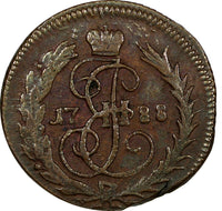 Russia Catheina II Copper 1788 Denga Large Planchet 24,8mm Moscow C# 56.1  (019)