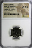 Roman House Constantine Silvered Nummus Crispus AD 316-326 /VOT X NGC Ch AU (07)