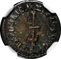 MEXICO Silver 1842 DO LR 1/4 Real Quarto NGC VF25 Durango Mint SCARCE KM# 368.2