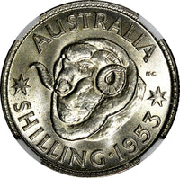 Australia Elizabeth II Silver 1953 1 Shilling Royal Mint NGC MS65 KM# 53 (25)