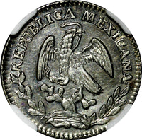 Mexico FIRST REPUBLIC Zacatecas Silver 1860 ZS VL 1 Real NGC AU DETAILS KM372.10