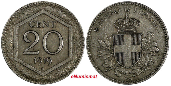 Italy Vittorio Emanuele III Copper-nickel 1919 R 20 Centesimi  KM# 58 (341)