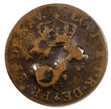 TOBAGO 2 1/4 Pence,(1798),TBO Countermark on 1789A Colony of Cayenne 2 Sous
