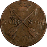 Sweden Adolf Fredrik Copper 1764 2 Öre SM  33,7mm KM# 461 (178)