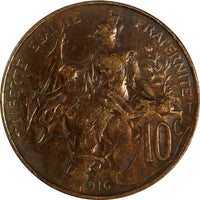 France Bronze 1916 10 Centimes 30mm KM# 843 (18 085)