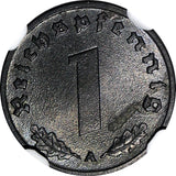 Germany,Third Reich Zinc 1944 A 1 Reichspfennig NGC MS64 WWII Issue KM# 97 (003)