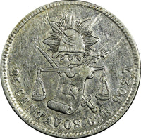 MEXICO Silver 1883 Go B 25 Centavos Guanajuato Mint-168,000 KM#406.5 (19 125)