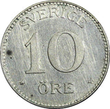 SWEDEN Gustaf V Silver 1909 W 10 Öre  1st Date SCARCE KM# 780 (21 914)