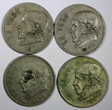 Mexico ESTADOS UNIDOS MEXICANOS LOT OF 4 COINS 1971 Peso José Morelos KM#460(9)