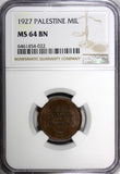 Palestine British Mandate Bronze 1927 1 Mil 1st Date Type NGC MS64 BN KM# 1 (22)