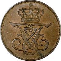 Denmark Frederik VIII Bronze 1907 VBP GJ 2 Ore  KM# 805 (21 235)