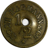 GUATEMALA ND BRASS TOKEN 1/2 Real  MORELIA/Koch, Hagmann & Company Rulau-Gma 192