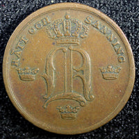 Sweden Oscar I Copper 1851 1/3 Skilling Mintage-537,840 KM# 657   (23 142)