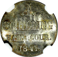 Germany HAMBURG Silver 1841 HSK Schilling NGC MS64 RARE TOP GRADED KM# 558 (007)