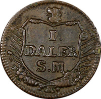 Sweden Emergency Issue Carl XII 1717 1 Daler Wits and Weapons XF KM# 355 ( 84)