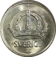 Sweden Gustaf V Silver 1945 G 50 Ore  WWII Issue GEM BU KM# 817 (008)