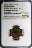 Germany - Weimar Republic 1924 10 Rentenpfennig NGC MINT ERROR MS63 KM# 33 (028)