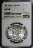 India-British George VI Silver 1941 (B) Rupee NGC AU58 Mint Luster KM# 556 (021)