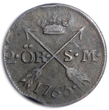 Sweden Adolf Frederick Copper 1763 2 Ore, S.M.Low Mintage-401,000 KM# 461 (4561)