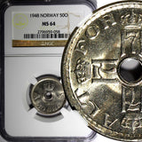 Norway Haakon VII 1948 50 Ore NGC MS64 KM# 386 (058)