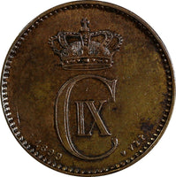 Denmark Christian IX Bronze 1899 2 Ore  KM# 793.2 (18 630)