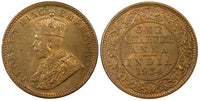 India-British George V Bronze 1934 (C) 1/4 Anna UNC Red Toned KM# 512  (22 307)