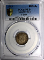 Great Britain Edward VII Silver 1903 4 Pence PCGS PL64 PROOFLIKE TONED KM#798(0)