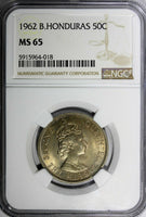 British Honduras Elizabeth II 1962 50 Cents NGC MS65 Mint-50,000 BU KM#28 (018)