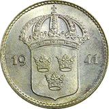 Sweden Gustaf V (1907-1950) Silver 1941 G 10 Öre  GEM BU KM# 780 (22 083)