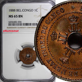 Belgian Congo Free State Leopold II 1888 1 Centime NGC MS65 BN KM# 1 (036)
