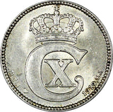 Denmark Christian X Silver 1919  25 Ore 1 YEAR TYPE HIGH GRADE KM# 815.2 ( 114)