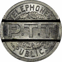 FRANCE 1937 Telephone Token - Telephones Publics P.T.T TC# 121478, Khod FR# 5