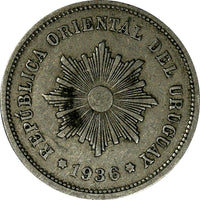 Uruguay Copper-Nickel 1936 A 5 Centesimos KM# 21 (19 199)