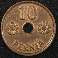 FINLAND Copper 1943 10 Pennia UNC Condition WWII  RANDOM PICK (1 Coin) KM# 33.1