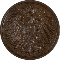 Germany - Empire Wilhelm II Copper 1905 A 1 Pfennig Berlin Mint UNC KM# 10 (250)
