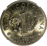 Guyana 1970 $1.00 Dollar FAO -CUFFY NGC MS66 GEM BU  KM# 36 (001)