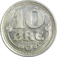 Denmark Christian X Silver 1914 VBP; GJ 10 Øre 1st Year UNC KM# 818.1 (23 848)