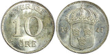 Sweden Gustaf V (1907-1950) Silver 1941 G 10 Öre  GEM BU KM# 780 (22 082)